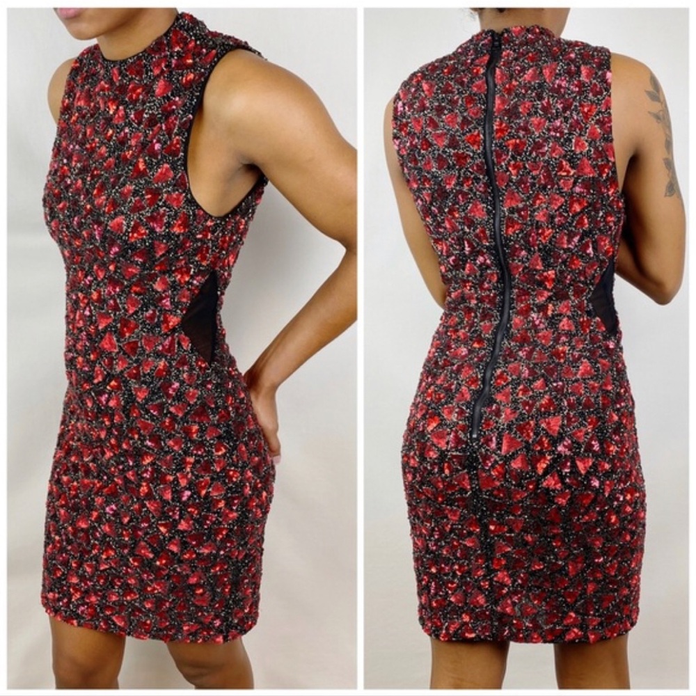 Alice + Olivia RosaLee embellished Mock Neck Sleeveless Dress Size 4 EUC